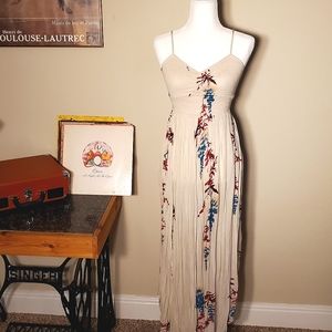 Free People Beau Smocked Ivory Maxi Dress, Small